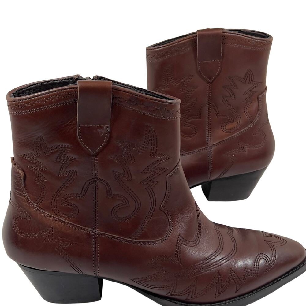 Seychelles Women's Brown Leather Western Cowboy Ankle Boots Pointed Toe Size 11